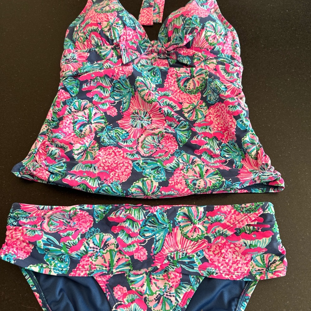 NWOT Lilly Pulitzer 6 Tankini Set Swimsuit 2 piece Shroom Blue Pink